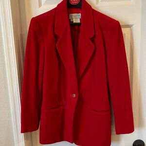 Vintage Casual Corner Red Wool Blend Womens Blazer Jacket Size 6